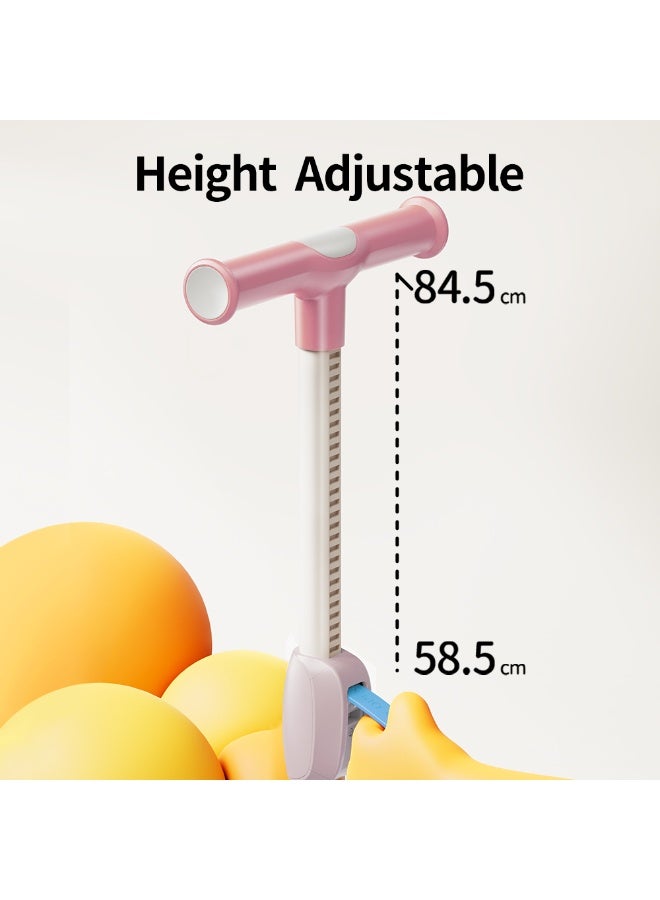 B.Duck - 3 wheel kids scooter, Adjustable Handle Kick Scooter with LED PU Wheels, Pink, 3-8 Y - Image 4